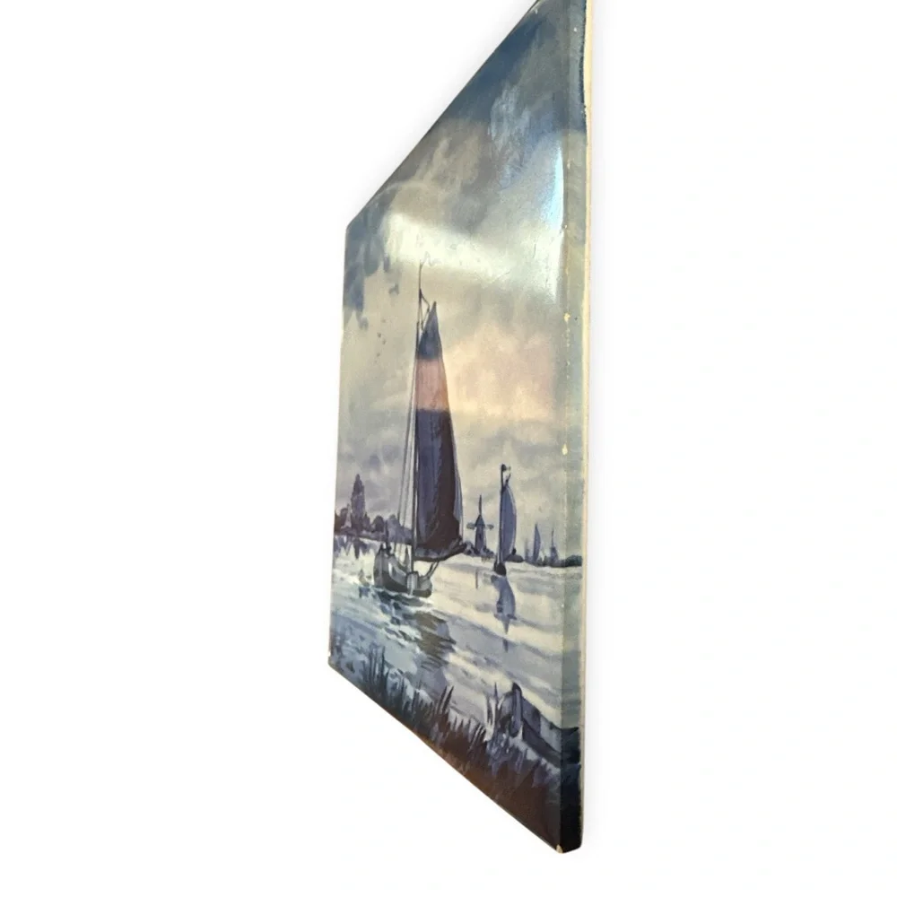 VTG Sphinx MAASTRICHT Delft Tile Blue and White Painting of Netherlands scenery - Picture 3 of 3